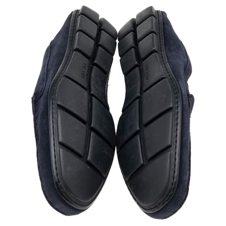 Pre Owned Prada Navy Blue Suede Slip On Loafers Size 43.5