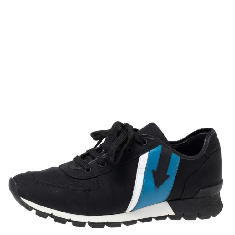 Pre Owned Prada Sport Black Canvas and Leather Low-Top Sneakers Size 41.5