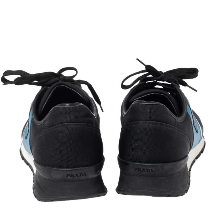 Pre Owned Prada Sport Black Canvas and Leather Low-Top Sneakers Size 41.5