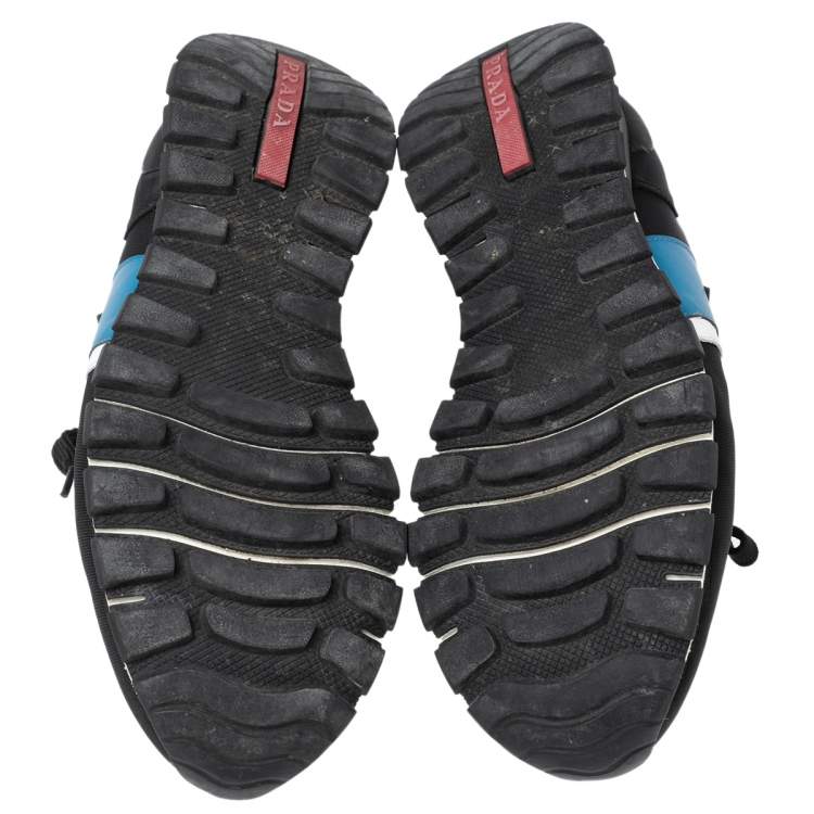 Pre Owned Prada Sport Black Canvas and Leather Low-Top Sneakers Size 41.5