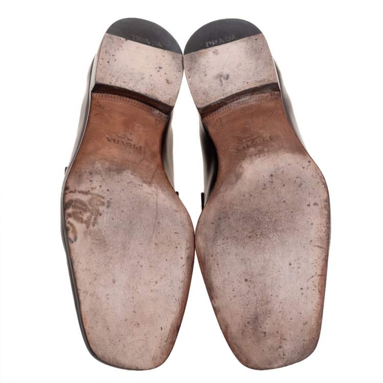 Pre Owned Prada Brown Leather Penny Sip On Loafers Size 40