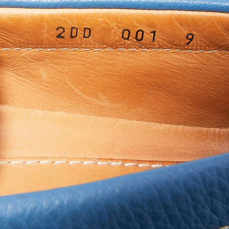 مملوكة مسبقًا Prada Blue Leather Slip On Driving Loafers Size 43