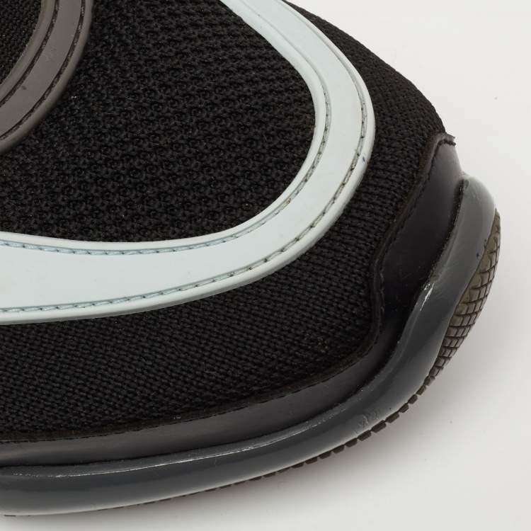 Pre Owned Prada Black  Knit Fabric And Leather Cloudbust Sneakers Size 42.5
