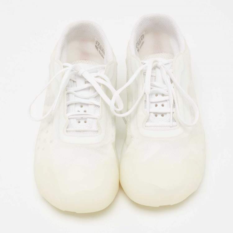 Pre Owned Prada White Net And Rubber Luna Rossa 21 Sneakers Size 41.5