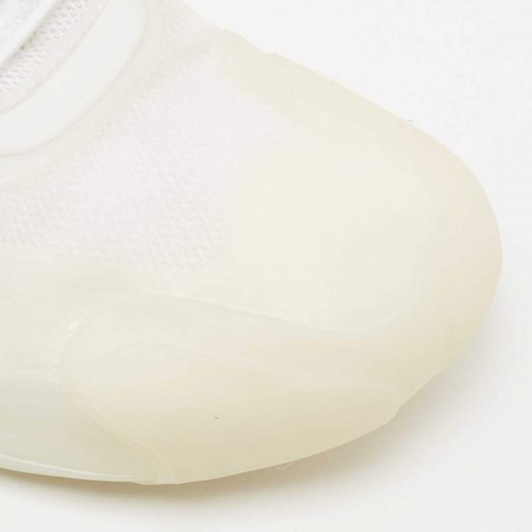 Pre Owned Prada White Net And Rubber Luna Rossa 21 Sneakers Size 41.5