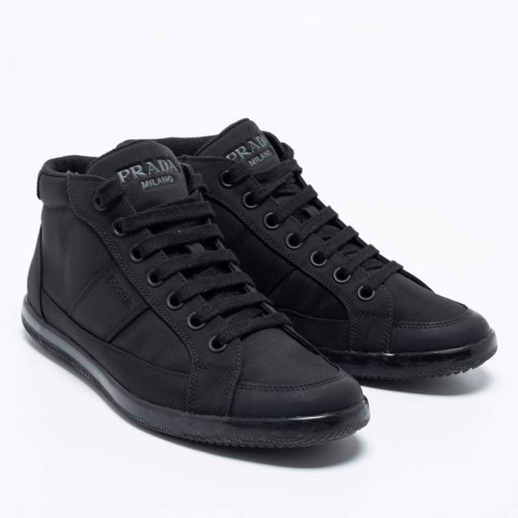 Pre Owned Prada Black Canvas High Top Sneakers Size 41 