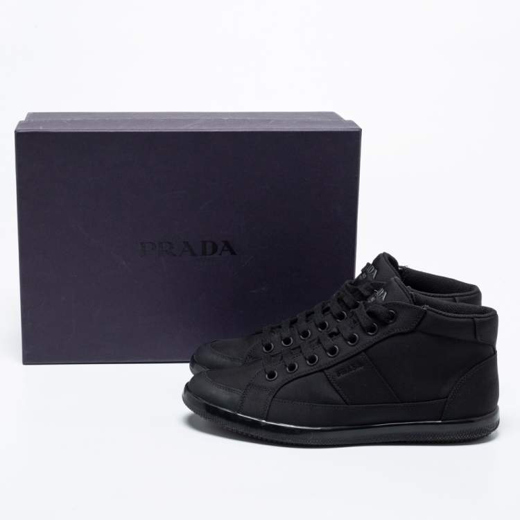 Pre Owned Prada Black Canvas High Top Sneakers Size 41 