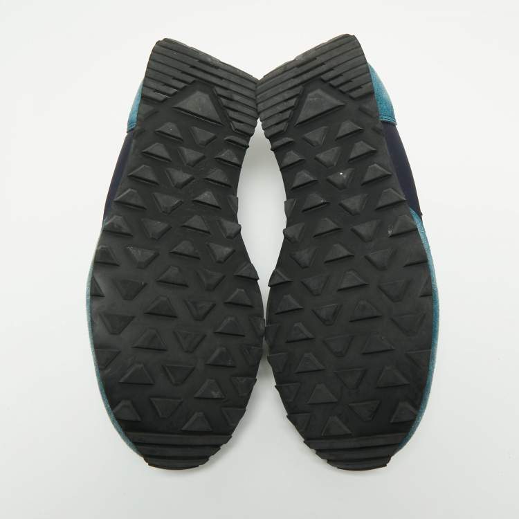 Pre Owned Prada Blue Suede And Nylon Low Top Sneakers Size 42