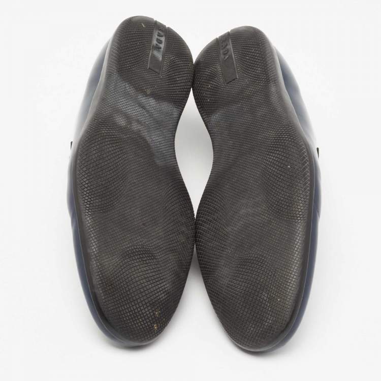 Pre Owned Prada Navy Blue Leather Penny Slip On Loafers Size 44.5