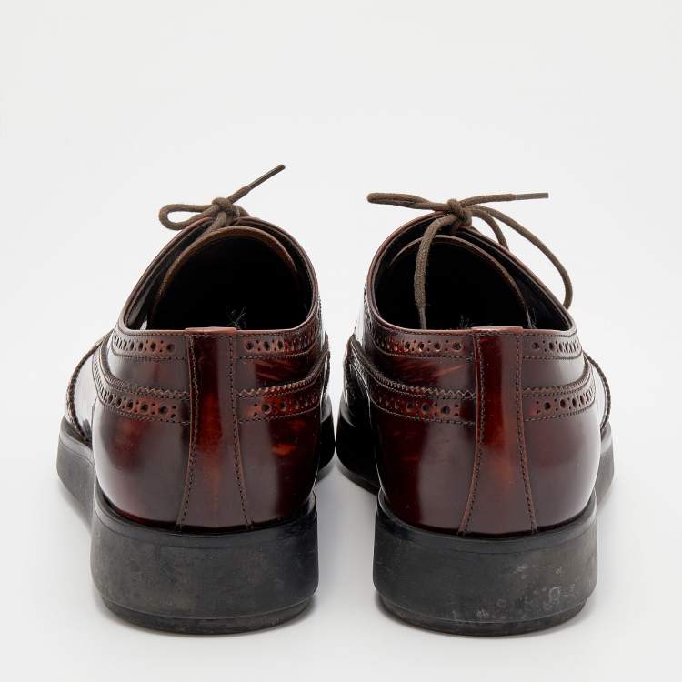 Pre Owned Prada Two Tone Brogue Leather Lace Up Derby Size 41 