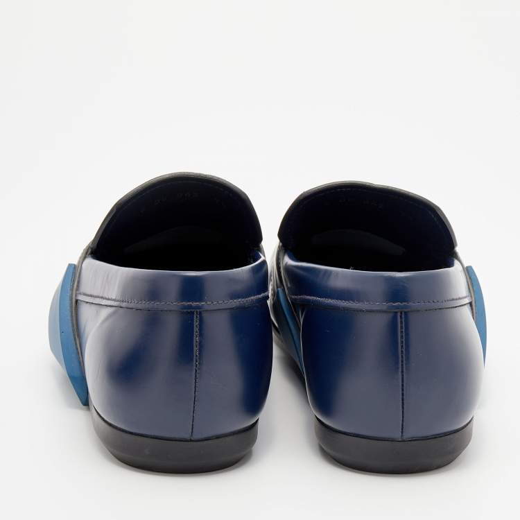 مملوكة مسبقًا Prada Blue Leather Slip on Loafers Size 41.5