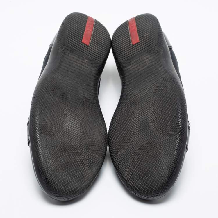 Pre Owned Prada Black Nylon and Leather Low Top Sneakers Size 42.5 