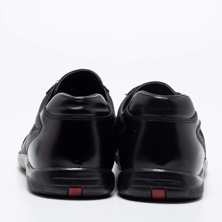 Pre Owned Prada Black Nylon and Leather Low Top Sneakers Size 42.5 