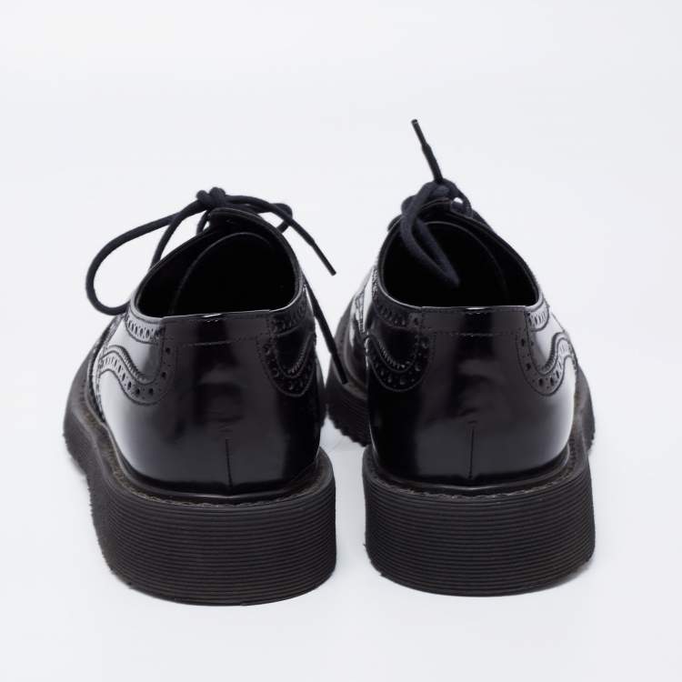 Pre Owned Prada Black Brogue Leather Lace Up Oxford Size 42