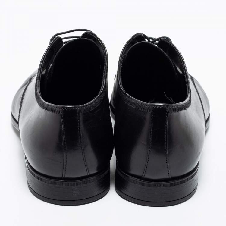 Pre Owned Prada Black Leather Lace Up Derby Size 42