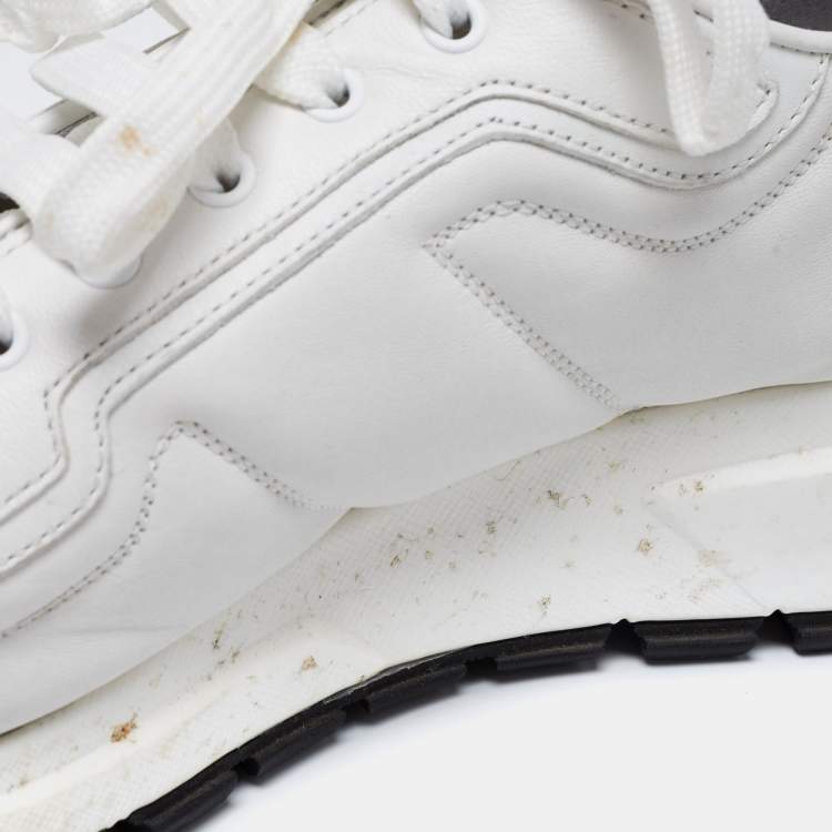 Pre Owned Prada White Leather Low Top Sneakers Size 43