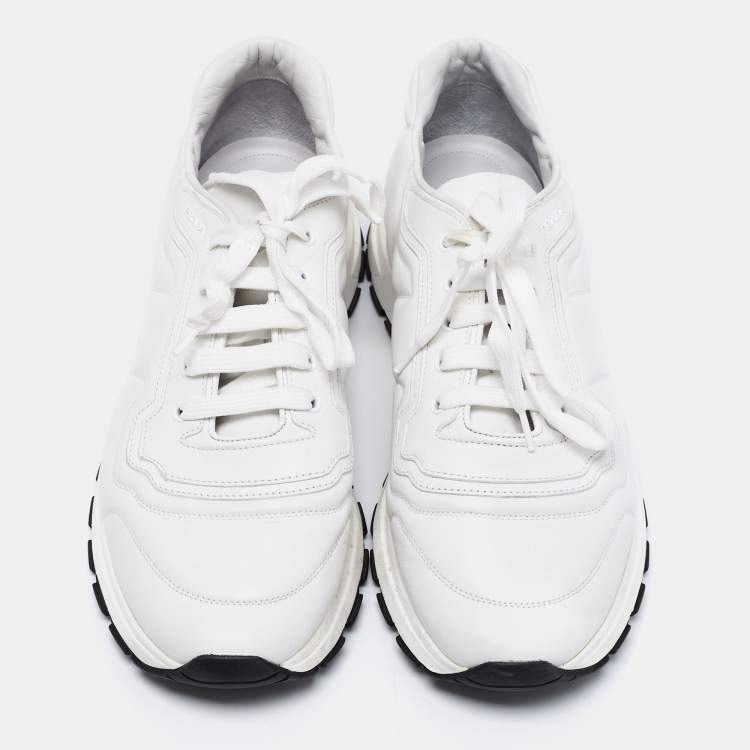 Pre Owned Prada White Leather Low Top Sneakers Size 43
