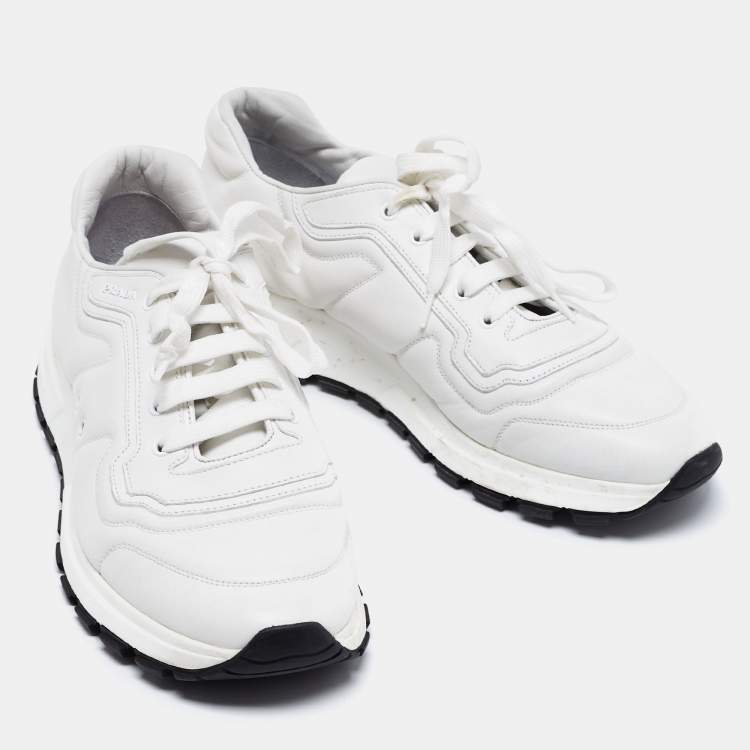 Pre Owned Prada White Leather Low Top Sneakers Size 43