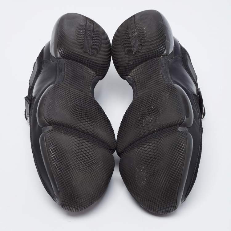 Pre Owned Prada Black Knit Fabric And Rubber Cloudbust Sneakers Size 41.5