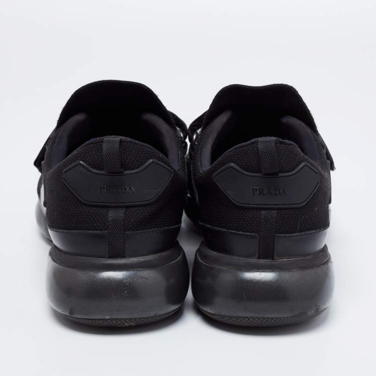 Pre Owned Prada Black Knit Fabric And Rubber Cloudbust Sneakers Size 41.5