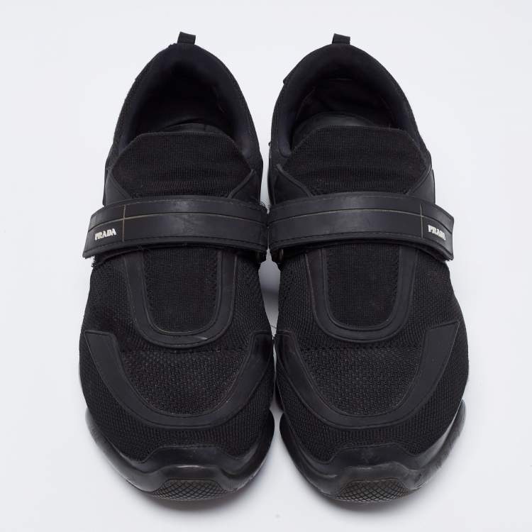 Pre Owned Prada Black Knit Fabric And Rubber Cloudbust Sneakers Size 41.5