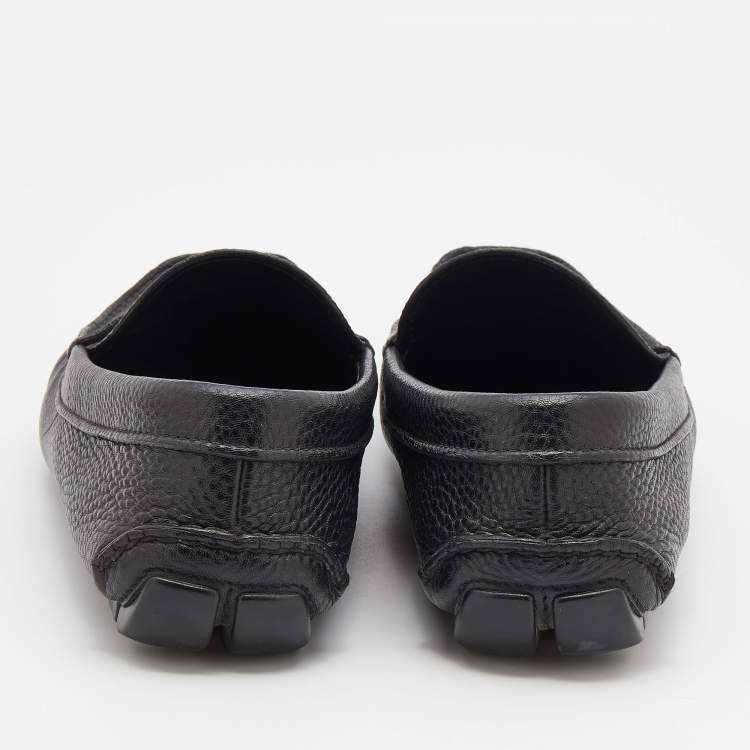 Pre Owned Prada Black Leather Slip On Loafers Size 42