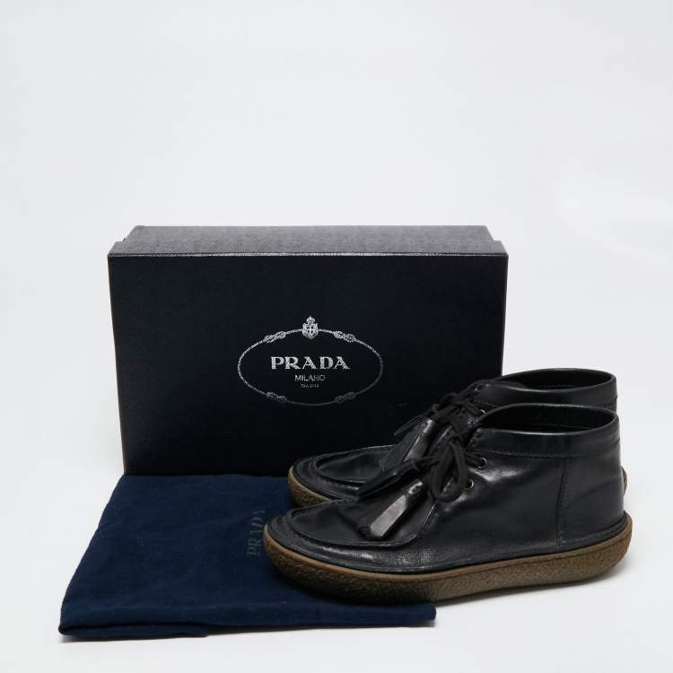 Pre Owned Prada Black Leather Clarks Ankle Boots Size 41