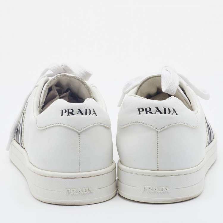 Pre Owned Prada White Leather Avenue Low Top Sneakers Size 42.5