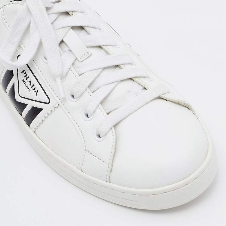 Pre Owned Prada White Leather Avenue Low Top Sneakers Size 42.5