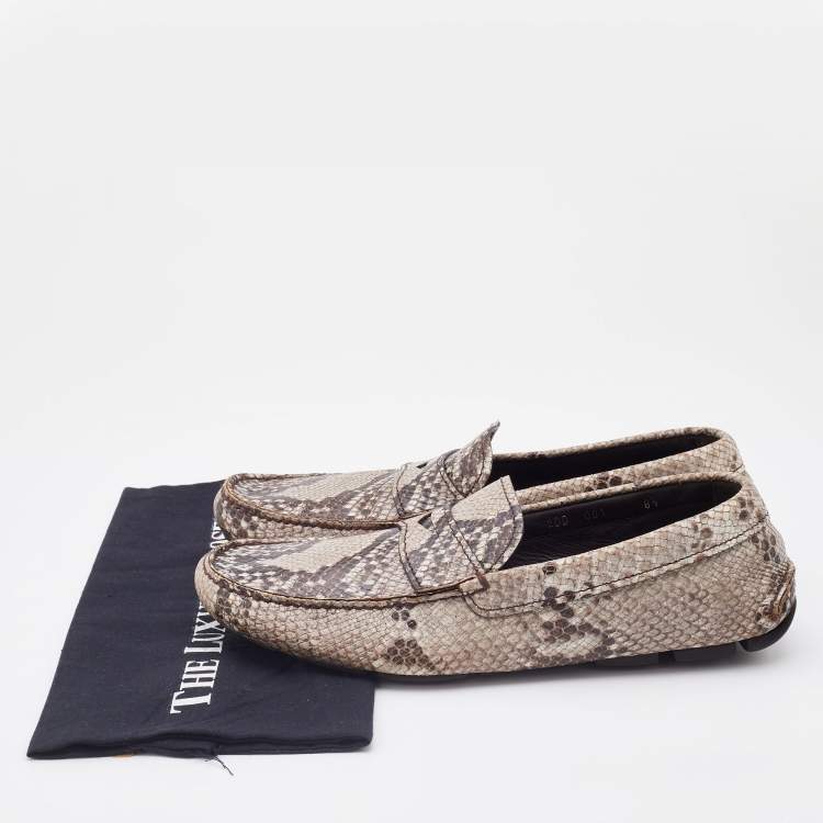 Pre Owned Prada Multicolor Snakeskin Embossed Leather Slip On Loafers Size 42.5