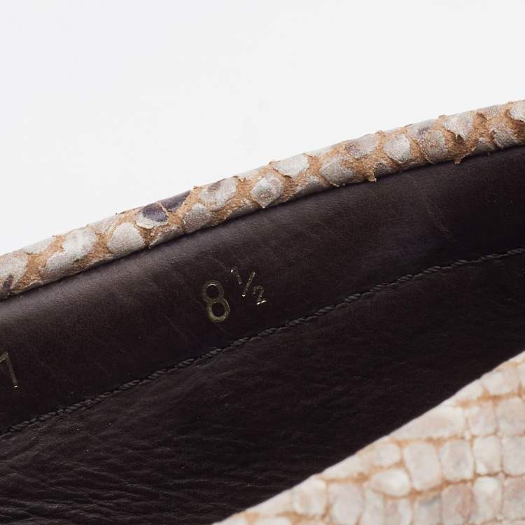 Pre Owned Prada Multicolor Snakeskin Embossed Leather Slip On Loafers Size 42.5
