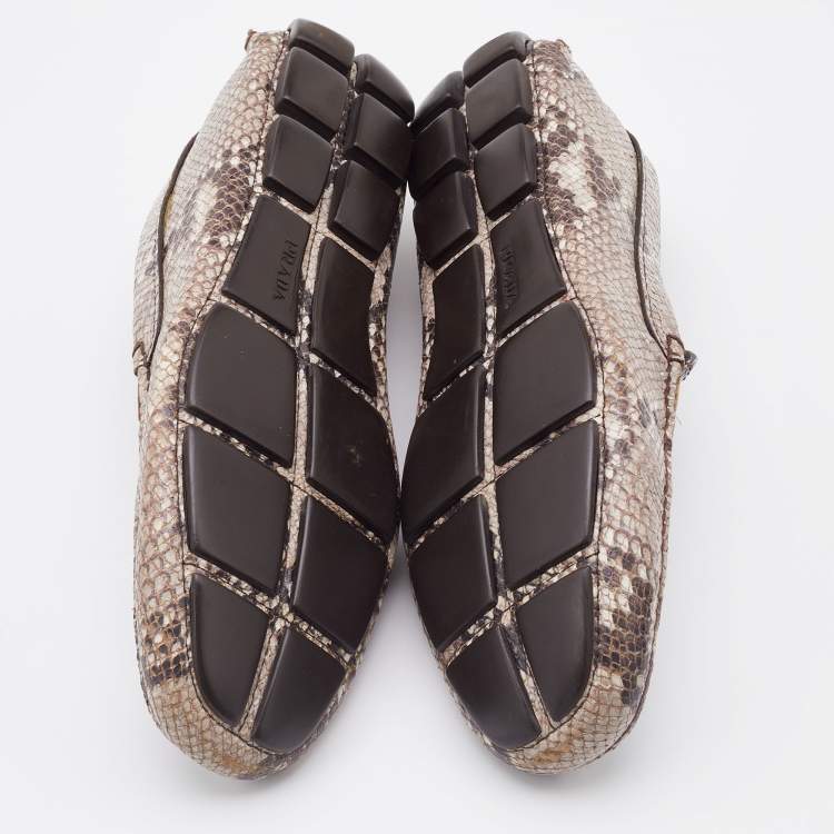Pre Owned Prada Multicolor Snakeskin Embossed Leather Slip On Loafers Size 42.5