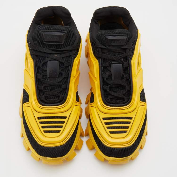 Pre Owned Prada Yellow/Black Knit Fabric and Rubber Cloudbust Thunder Sneakers Size 41