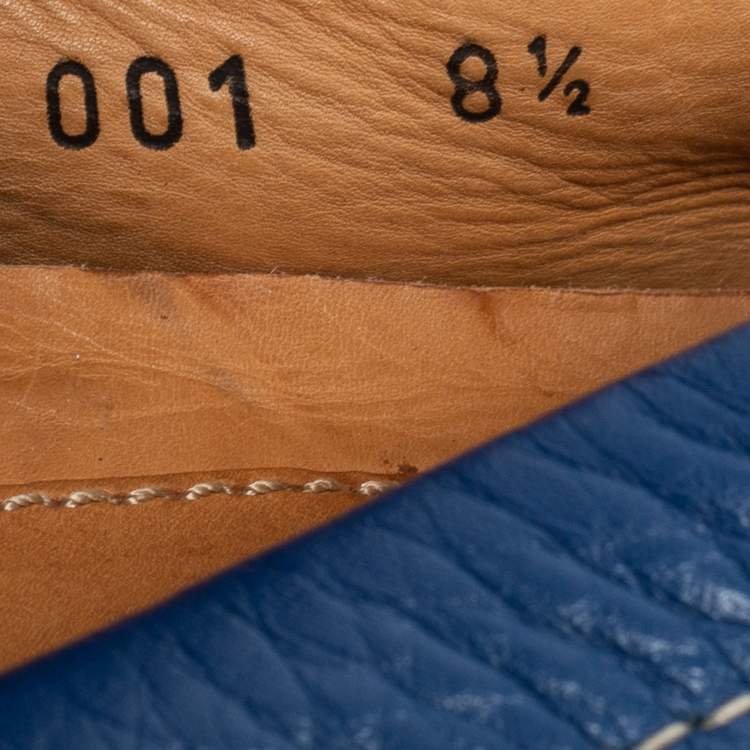 Pre Owned Prada Blue Leather Penny Loafers Size 42.5