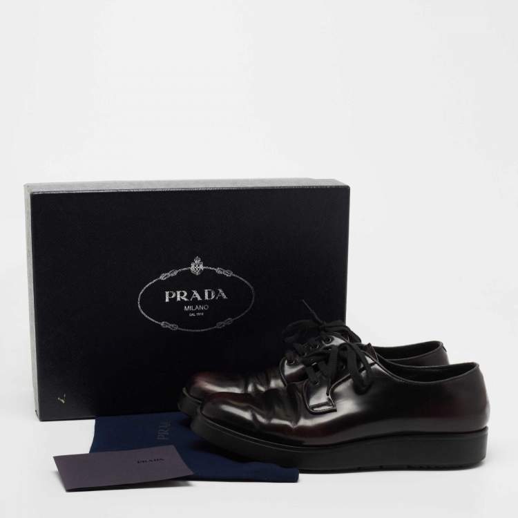 Pre Owned Prada Two Tone Leather Lace Up Oxford Size 41.5 