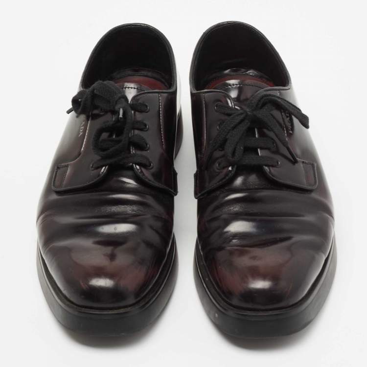 Pre Owned Prada Two Tone Leather Lace Up Oxford Size 41.5 