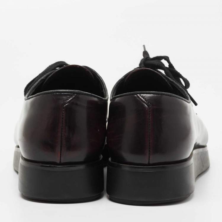Pre Owned Prada Two Tone Leather Lace Up Oxford Size 41.5 
