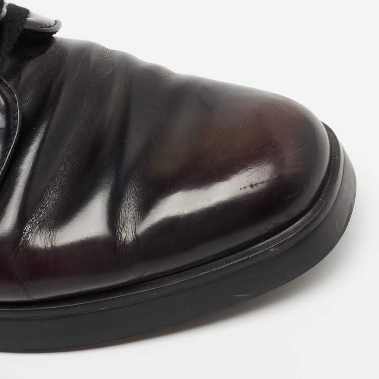 Pre Owned Prada Two Tone Leather Lace Up Oxford Size 41.5 