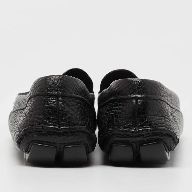 Pre Owned Prada Black Leather Slip On Loafers Size 41.5