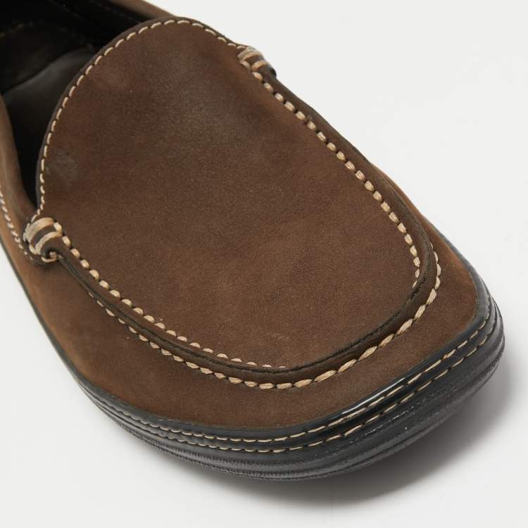مملوكة مسبقًا Tod's Brown Nubuck Leather Slip On Loafers Size 40.5