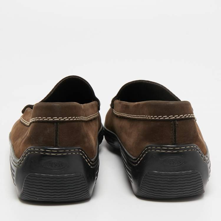 مملوكة مسبقًا Tod's Brown Nubuck Leather Slip On Loafers Size 40.5