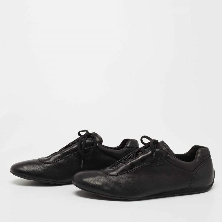 Pre Owned Prada Black Leather Low Top Sneakers Size 42
