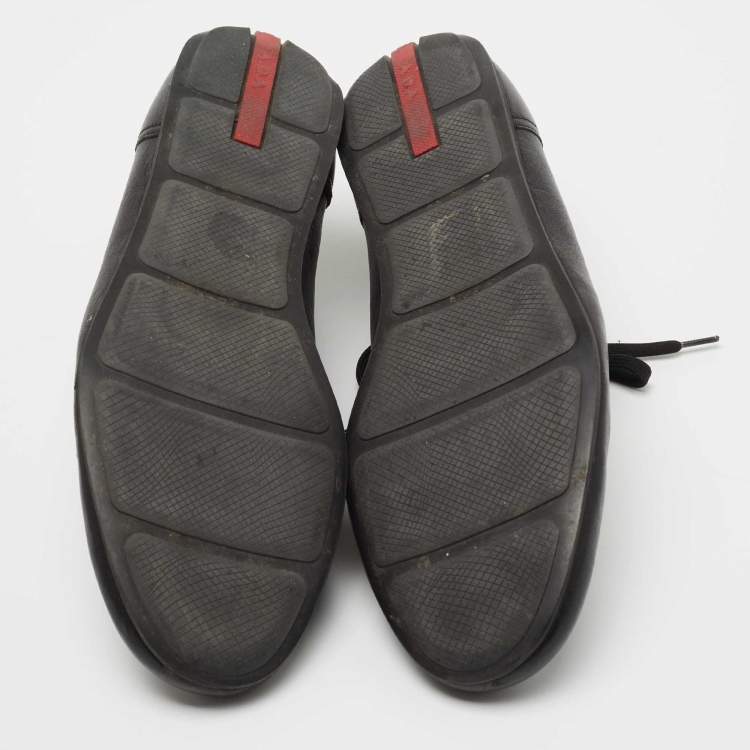 Pre Owned Prada Black Leather Low Top Sneakers Size 42