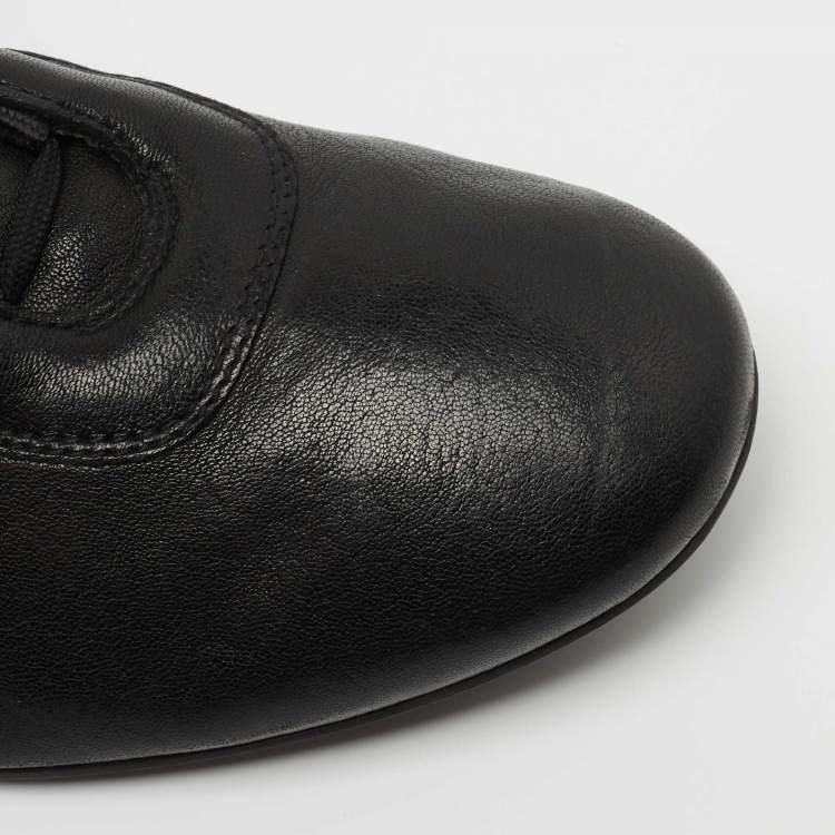 Pre Owned Prada Black Leather Low Top Sneakers Size 42