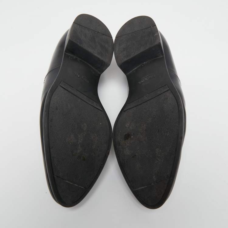 مملوكة مسبقًا Prada Black Leather Slip On Loafers Size 40.5
