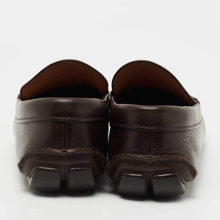 مملوكة مسبقًا Prada Brown Leather Slip On Loafers Size 44