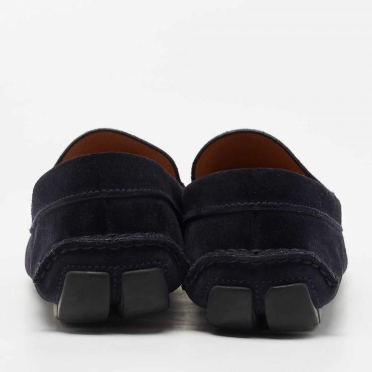 Pre Owned Prada Navy Blue Suede Slip On Loafers Size 44