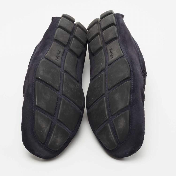 Pre Owned Prada Navy Blue Suede Slip On Loafers Size 44