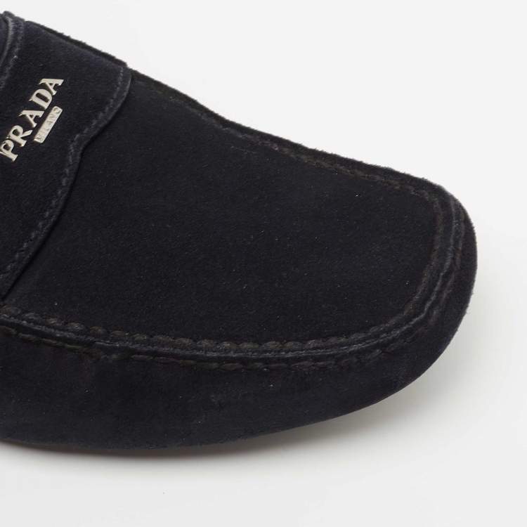 Pre Owned Prada Navy Blue Suede Slip On Loafers Size 44