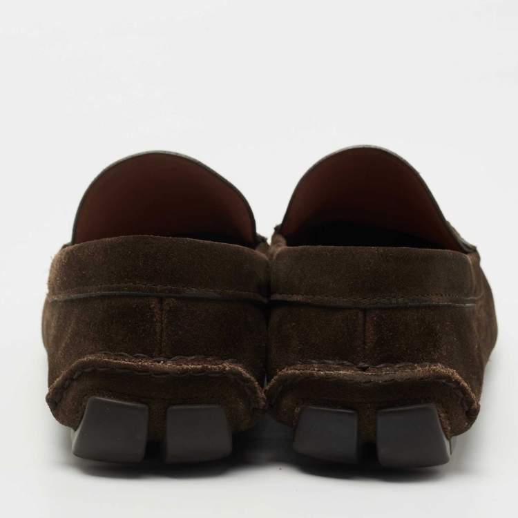 Pre Owned Prada Brown Suede Slip On Loafers Size 44